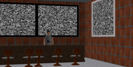 A bar with lost, previously hotlinked images replaced by TV static